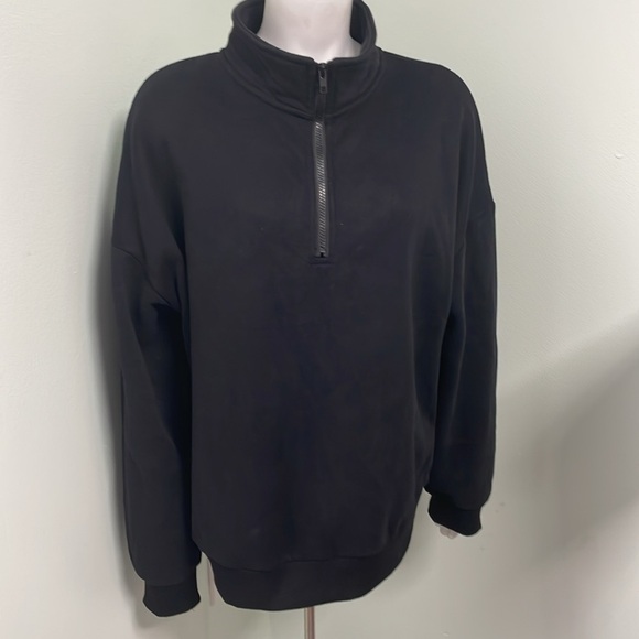 ANRABESS Half Zip Black Sweatshirt - Large NEW - Picture 1 of 6